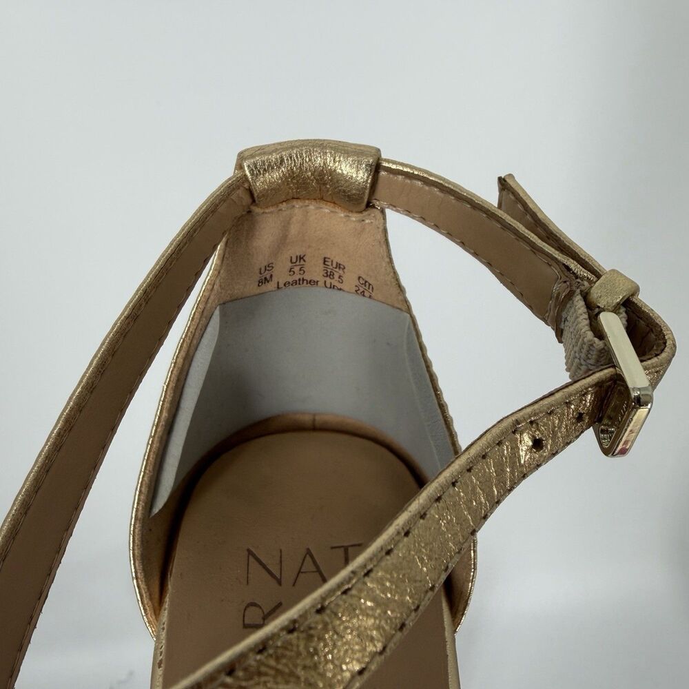 Naturalizer Shoes Size 8 Womens Gold Metallic Melody Strappy Sandal Heel Party - Picture 8 of 9